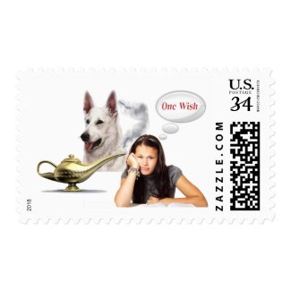 White German Shepherd - One Wish Postage Stamp