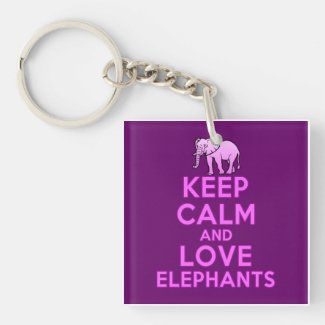Keep Calm and Love Elephants Keychain