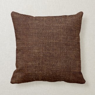 Burlap Simple Chocolate Brown Throw Pillow