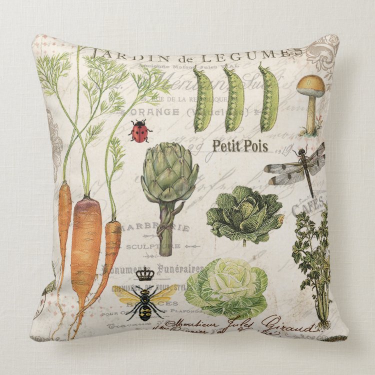 jardin potager français vintage moderne coussin