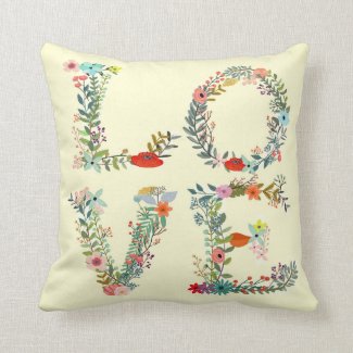LOVE Spelled Out in Flowers Throw Pillow