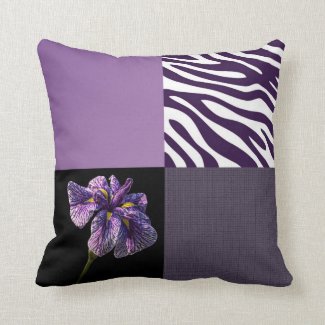 Purple Iris Zebra Stripe Gradient Colors Texture Pillow