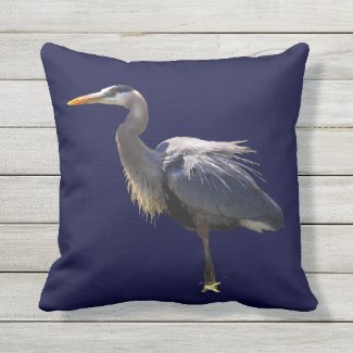 Great Blue Heron Bird Outdoor Pillow