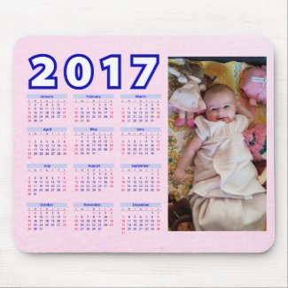 2017 Pink Personalized Calendar Mouse Pad