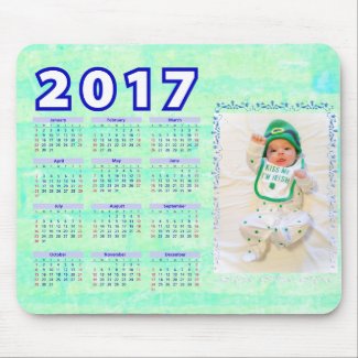 2017 Green Personalized Calendar Mouse Pad