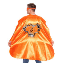 Adult Orange Superhero Costume with Black Pow
