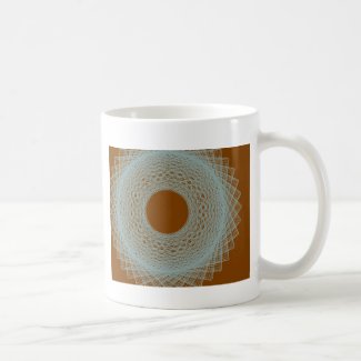 brown moon radiating white light abstract art coffee mug