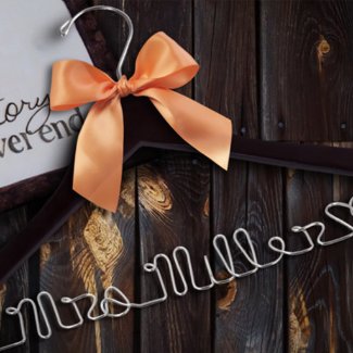Personalized Wedding Hanger w/Copper Ribbon