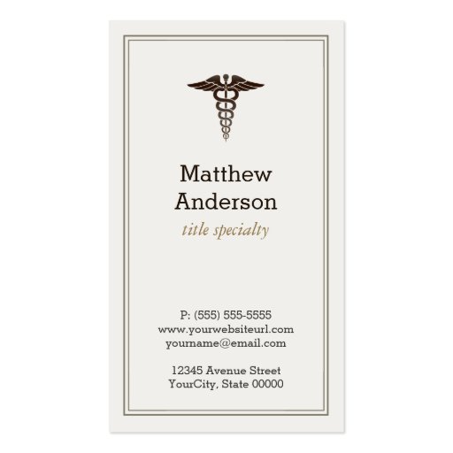 Medical Student Teacher Caduceus - Elegant Classic Business Card Templates