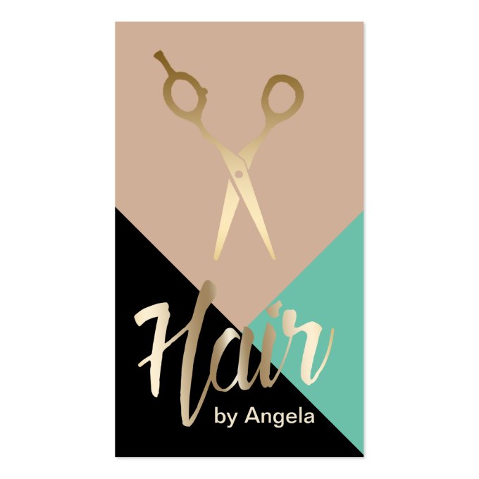 Hair Stylist | Gold Scissor Modern Hair Salon Business Card (front side)