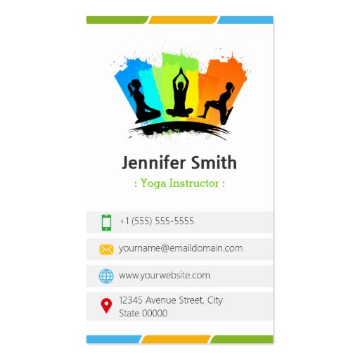 YOGA Instructor - Creative Colorful Double-Sided Standard Business Cards (Pack Of 100) (front side)