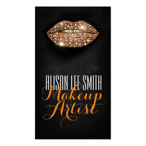 Makeup Artist/Diamonds Sparkle Lips Double-Sided Standard Business Cards (Pack Of 100) (front side)