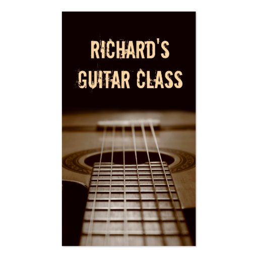 Guitar Lessons - Classic Elegant Guitar Photo Business Card Templates (front side)