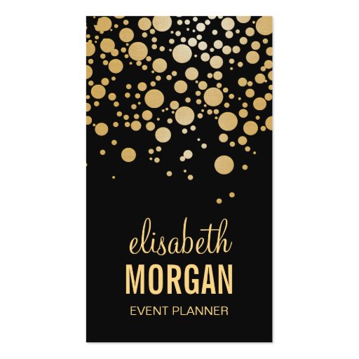 Stylish Gold Confetti Dots - Modern Beauty Black Double-Sided Standard Business Cards (Pack Of 100) (front side)