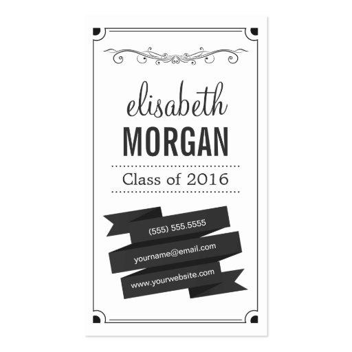 Graduation Name Card - Retro Personal Contact Double-Sided Standard Business Cards (Pack Of 100)