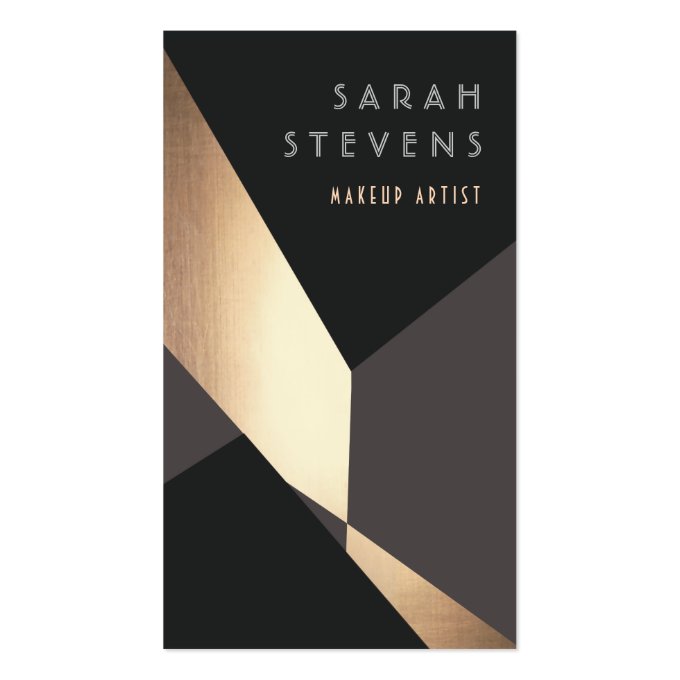 Retro Black and Gold Geometric Abstract Business Card (front side)