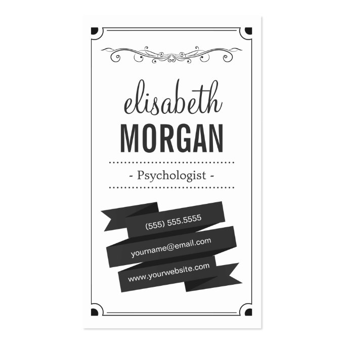 Psychologist - Retro Black and White Business Card