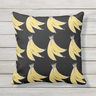 Black Banana Throw Pillow