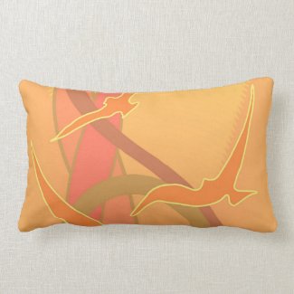 Abstract Sunset with Birds Lumbar Pillow
