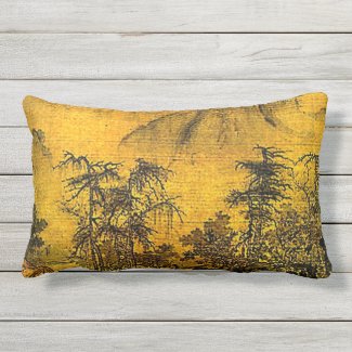Ancient Chinese Landscape Outdoor Pillow