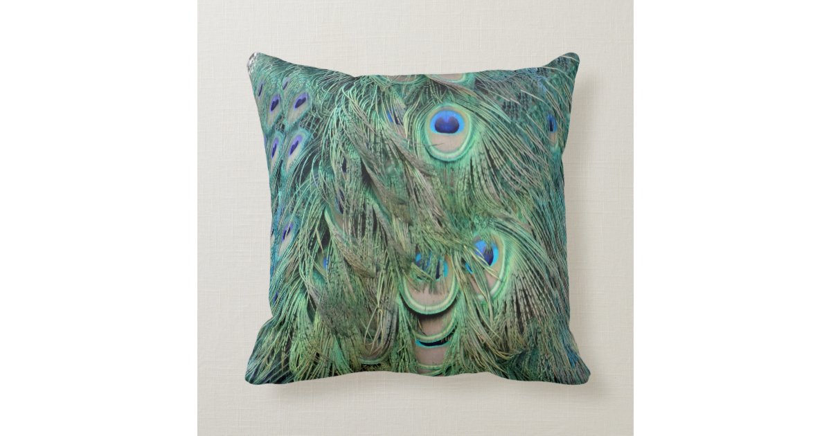 Swag Green And Blue Peacock Feathers Throw Pillow Zazzle