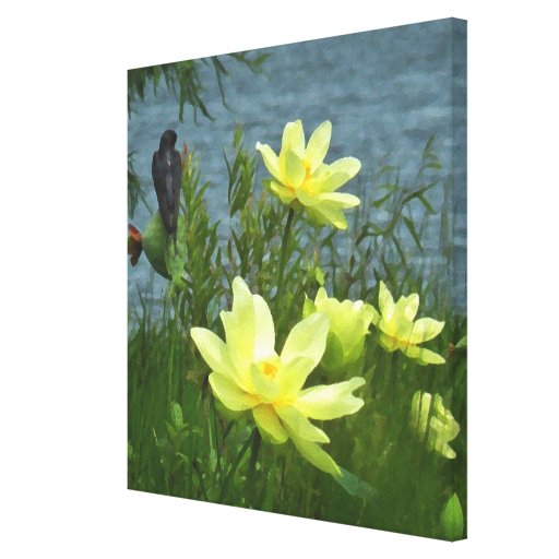 Swallow and Lotus Canvas Print