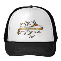 Swallow and Scroll with Cornet Mesh Hat