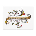Swallow and Scroll with Cross-stitching postcards by busybees Swallow and Scroll with Cross-stitching postcards