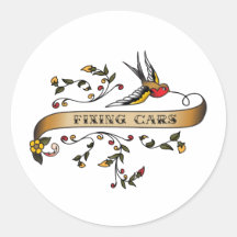 Swallow and Scroll with Fixing Cars Stickers