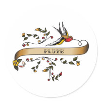 Swallow and Scroll with Flute stickers by busybees Swallow and Scroll with Flute stickers