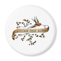 Swallow and Scroll with Locks and Keys magnets