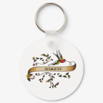 Swallow and Scroll with Makeup keychains by busybees Swallow and Scroll with Makeup keychains
