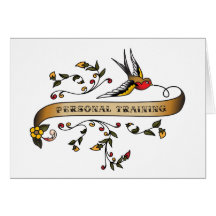 Swallow and Scroll with Personal Training Greeting Cards