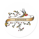 Swallow and Scroll with Tattoos Sticker