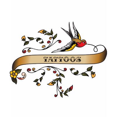 Swallow and Scroll with Tattoos Tshirts by busybees