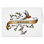 Swallow and Scroll with Writing Greeting Card
