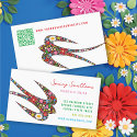 Swallow Spring Flowers Profile Card Template business cards by fat_fa_tin Swallow Spring Flowers Profile Card Template business cards