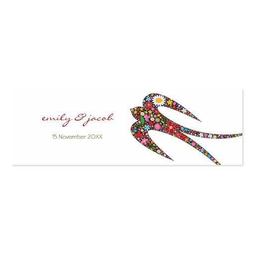 Swallow Spring Flowers Thank You / Favor /Gift Tag Business Card Template (front side)