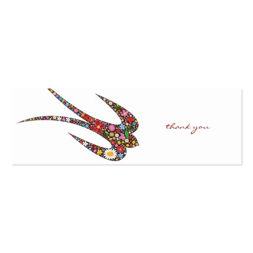Swallow Spring Flowers Thank You / Favor /Gift Tag Business Card Template (back side)