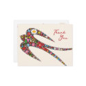 Swallow Spring Flowers Thank You / Gift Postcard by fat_fa_tin Swallow Spring Flowers Thank You / Gift Postcard
