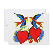 Swallows and Hearts Tattoo invitations by Mustang_Lady Swallows and Hearts Tattoo invitations
