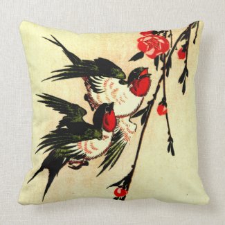 Swallows and Peach Blossoms 1855 throwpillow