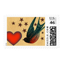 Swallows and Stars Postage Stamp