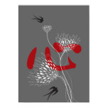 Swallows, Flowers & Chinese Heart Poster Swallows, Flowers & Chinese Heart Poster