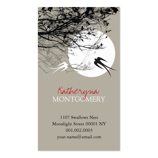 Swallows in Moonlight Ash Custom Profile Card Business Card Templates