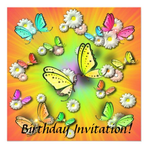 Swallowtails and Daisy Birthday Invitation