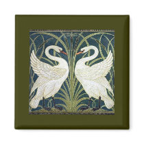 Swan and Rush and Iris wallpaper Fridge Magnets
