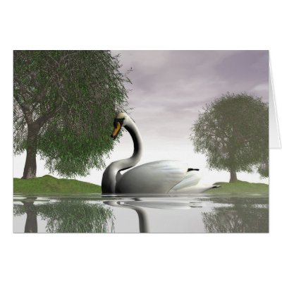 Swan and Willows Greeting Cards by jasonmit