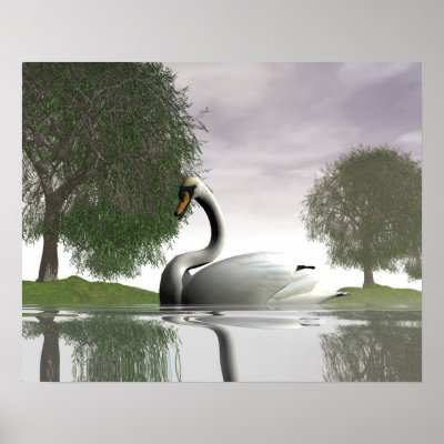 Swan and Willows Print by jasonmit