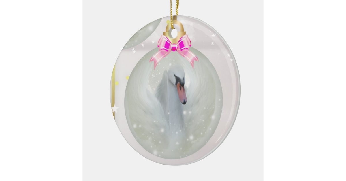 swan bauble in christmas ornament zazzle swan bauble in christmas ornament zazzle